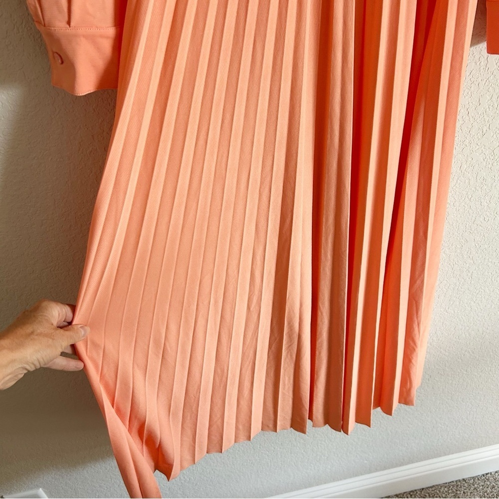 Marella Evelin Crossover Pleated Midi Dress Peach - Picture 9 of 14